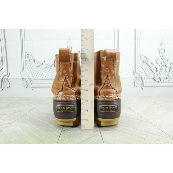 LL Bean 8" Unlined Brown Leather Lace Up Waterproof Ankle Duck Boots M 8 L 10 - Picture 7 of 9